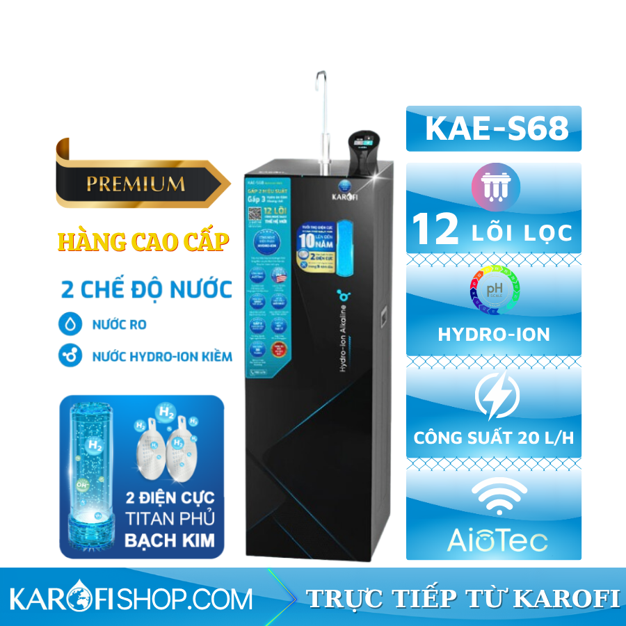 Máy lọc nước Hydro-ion kiềm Karofi KAE-S68