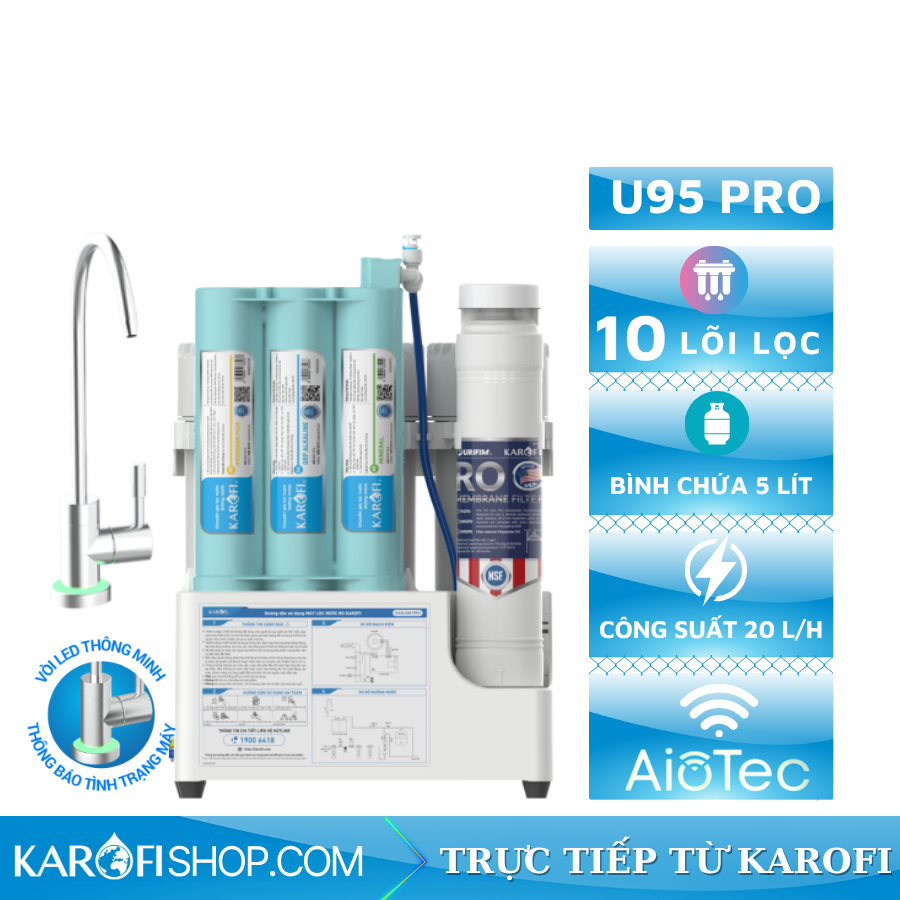 Máy lọc nước RO Karofi KAQ-U95 Pro